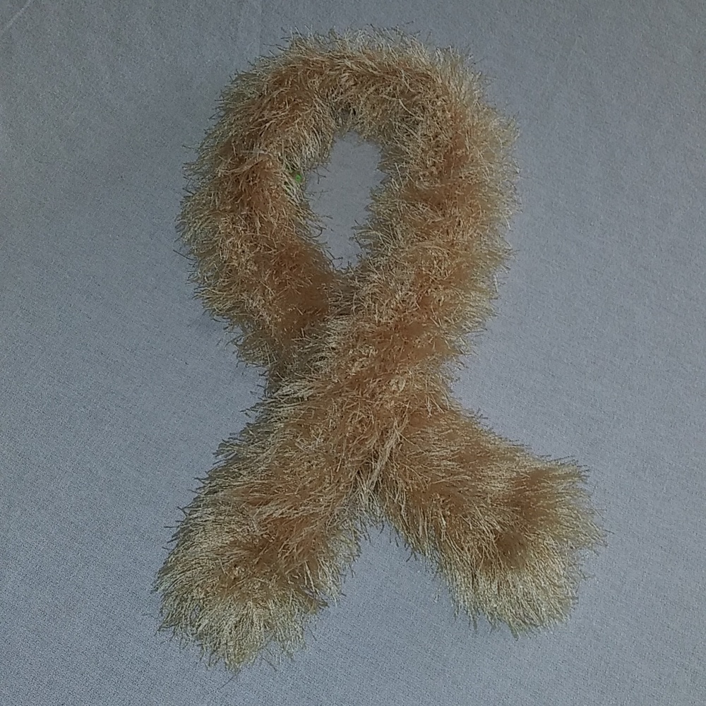 Handmade Scarf. Tan Funfur. 36"x3"